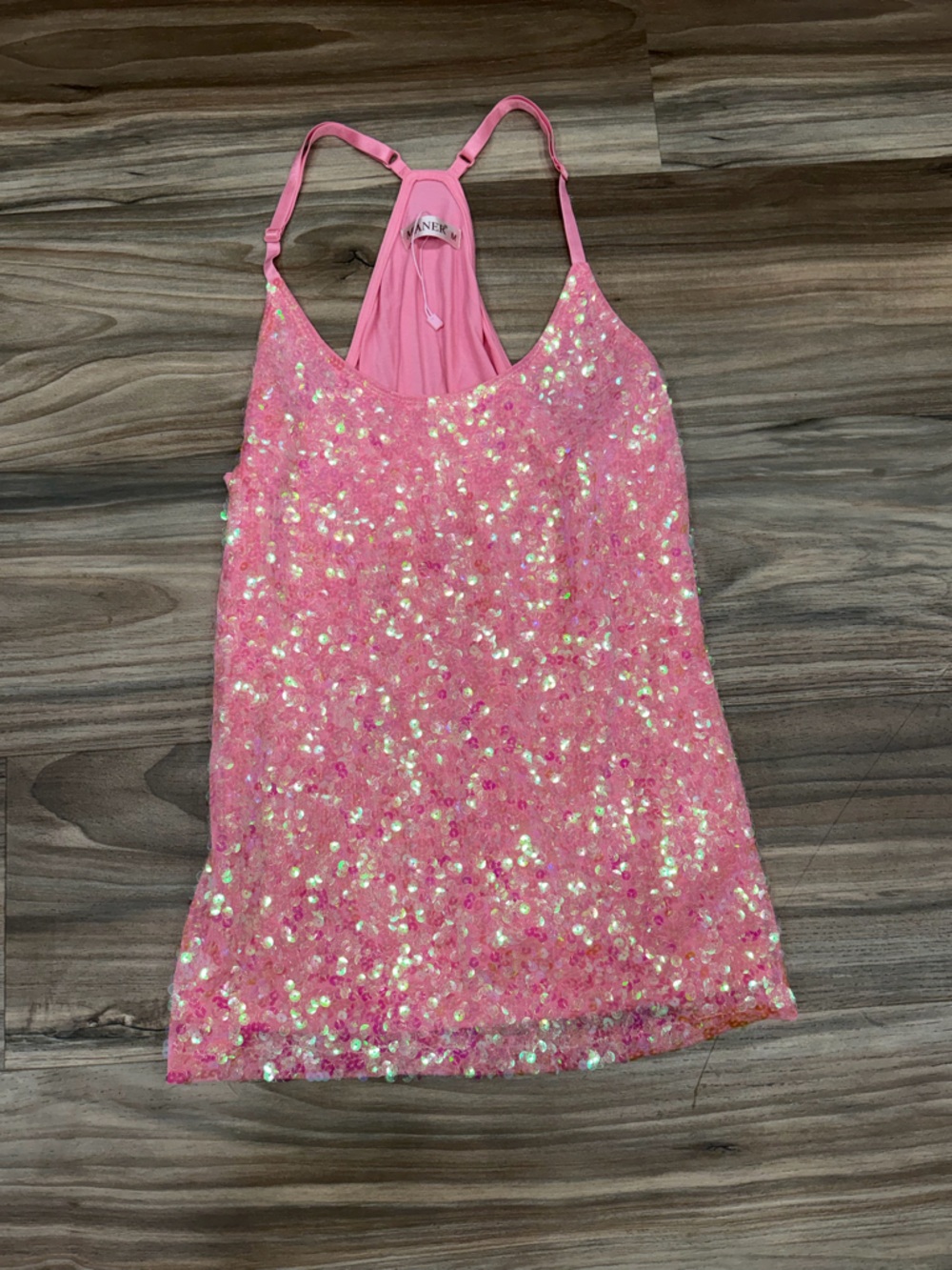 Sequin Racerback Cami Tank Top - Pink